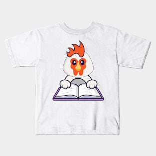 Cute chicken reading a book. Kids T-Shirt